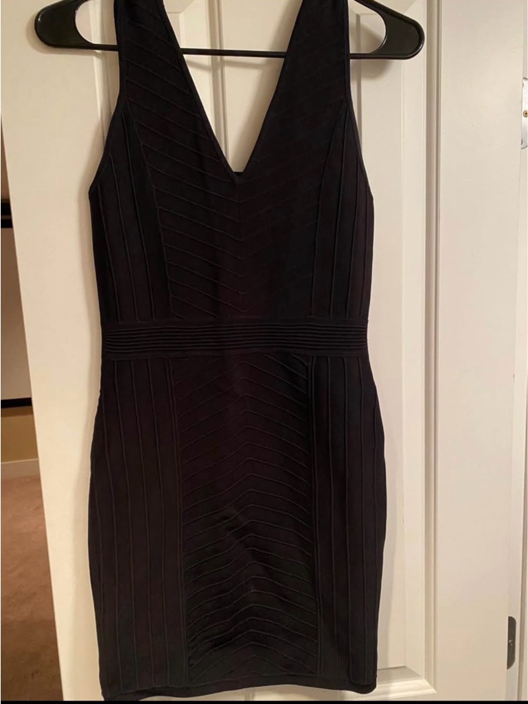 Parker Black V-Neck Mini Bodycon Dress